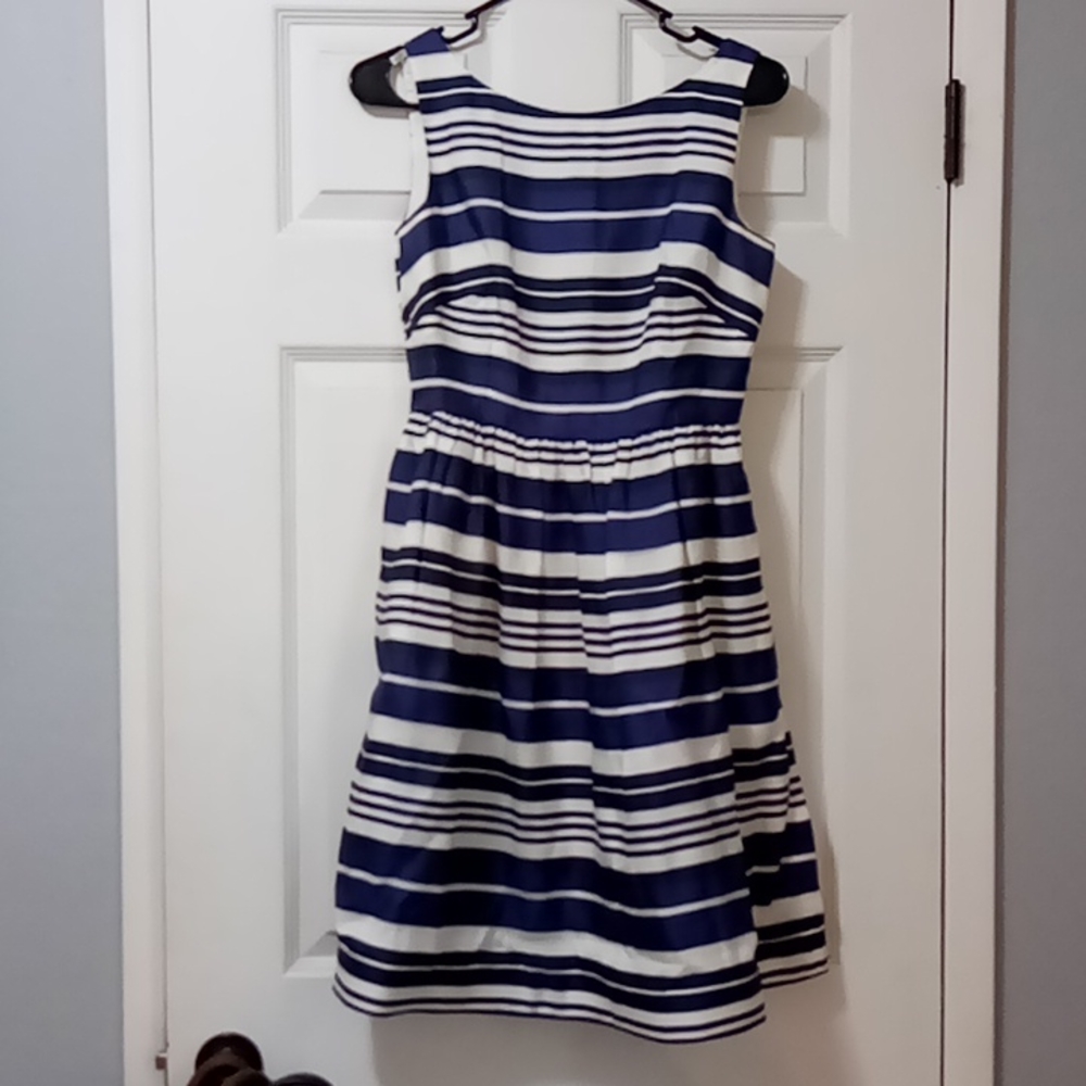 Lilly Pulitzer navy and white striped silk dress. Size 2